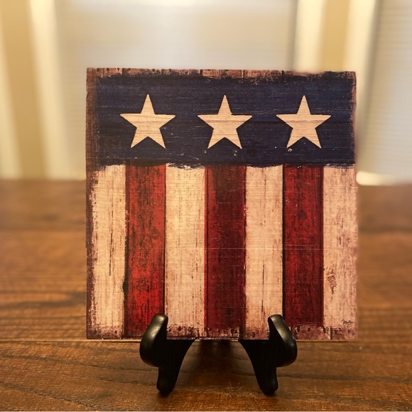 Home Of The Brave Wood Wall Sign & Vintage Style American Flag Wood Wall Sign - Picture 6 of 16
